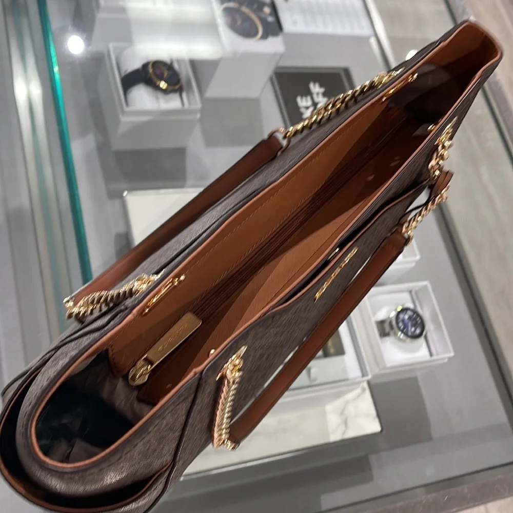 Michael Kors Jet Set Travel Large Chained Tote Shoulder Bag MK Brown 
NWT - Picture 13 of 16